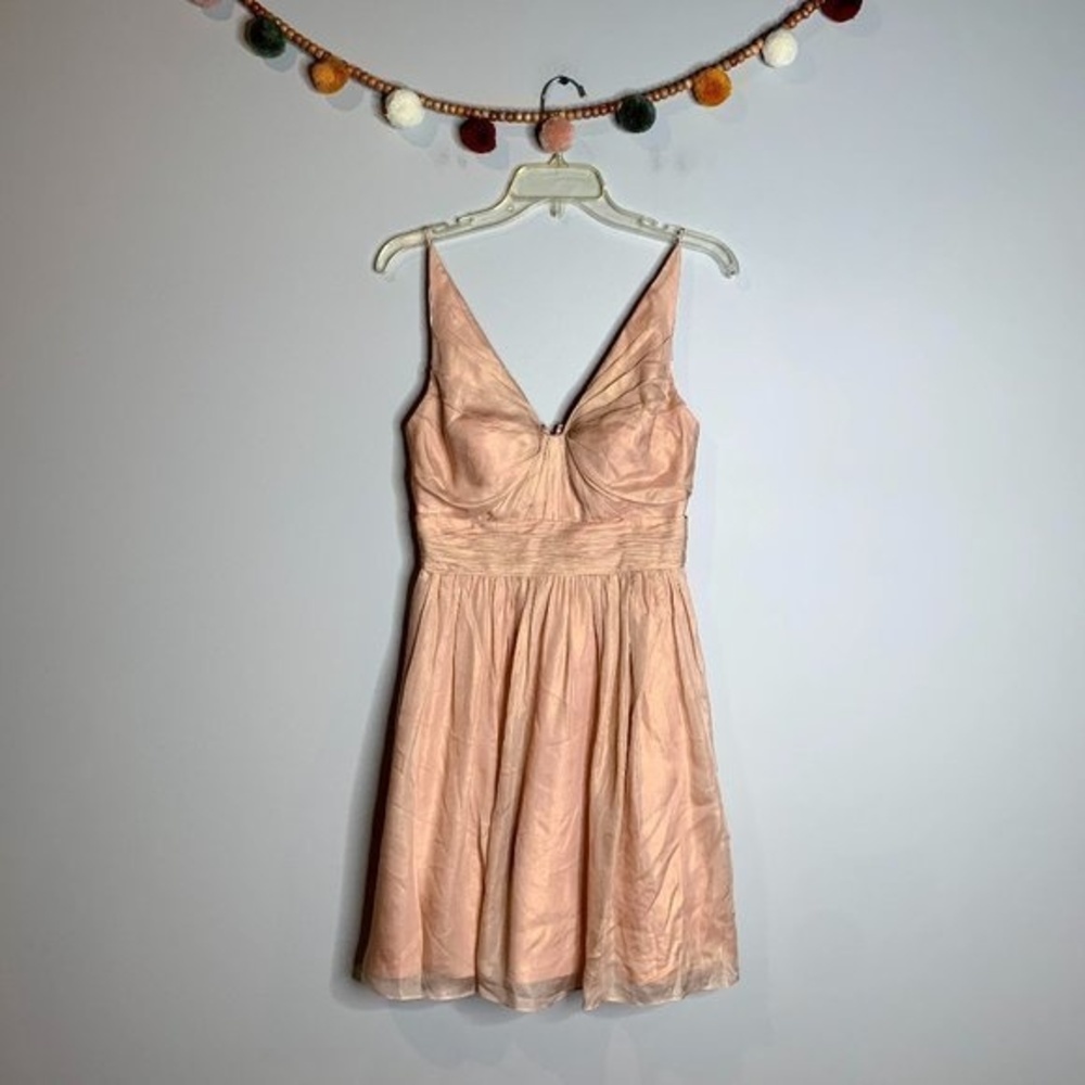 Aidan Mattox silk blend pink metallic shimmery dress
